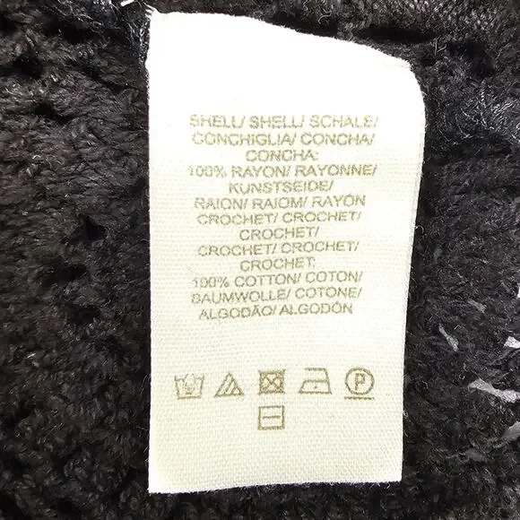 Free People Top Womens Size XS Black Crochet Lace Cut Out Bell Sleeve Whimsigoth - Picture 8 of 14